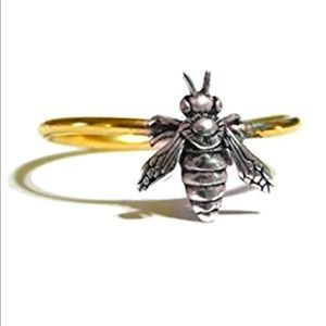 Two tone bee ring 14k gold filled and 925 sterling